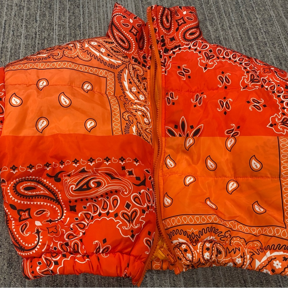 Orange Paisley Bandana Print Jacket
